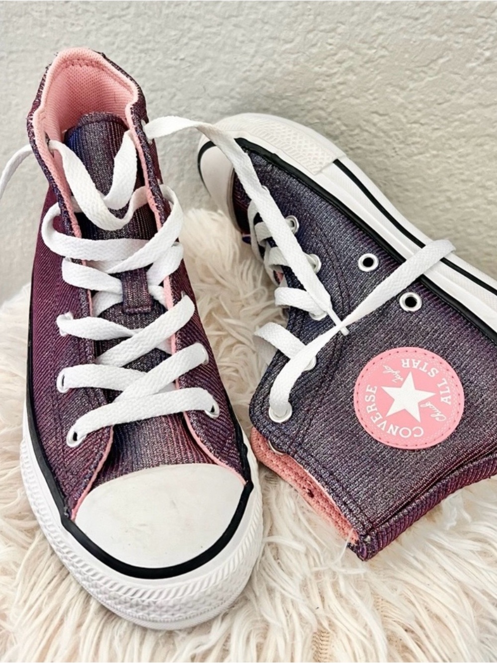 Converse Kids Purple and Pink High-Top Sneakers